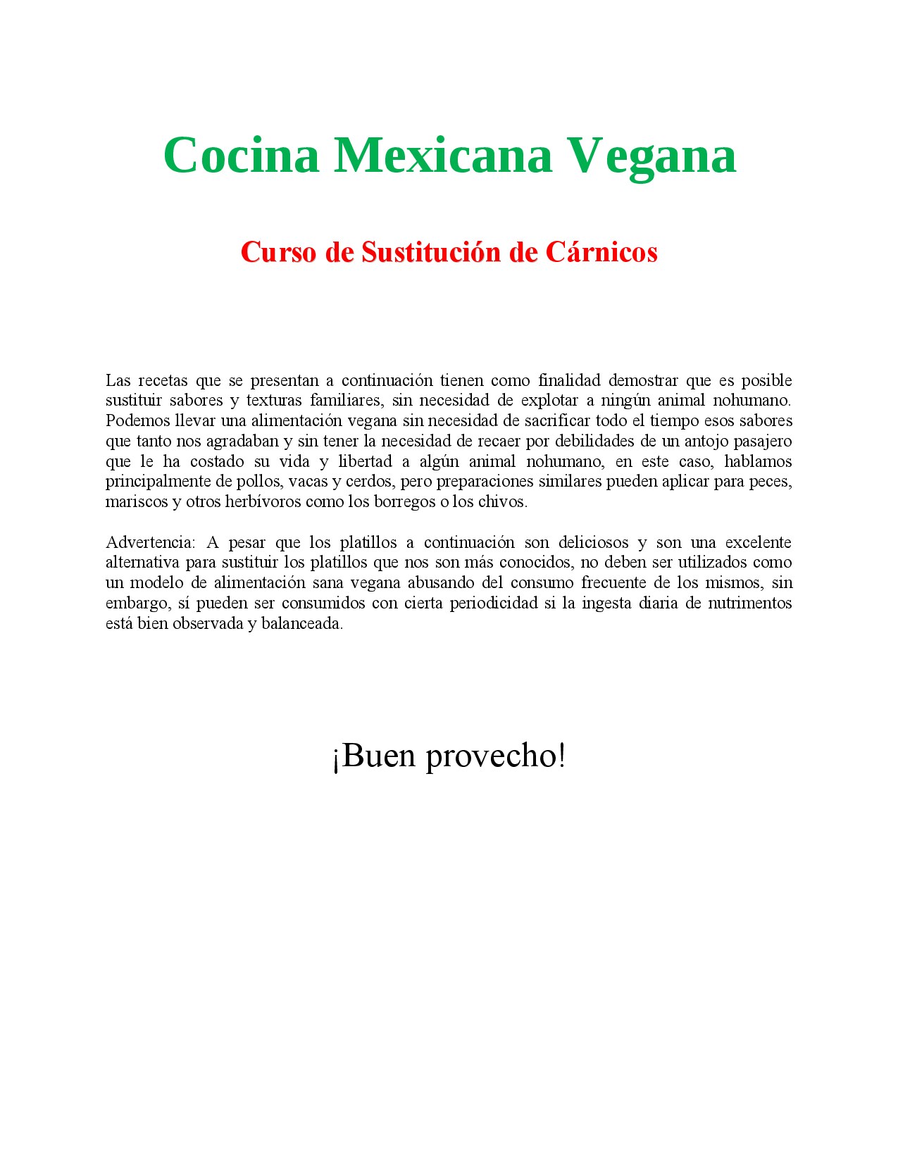 Recetario Cocina Mexicana Vegana